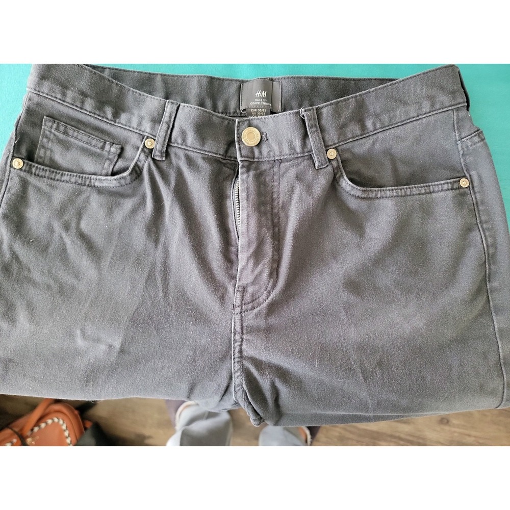 H&M Slim Fit Pants Mens 30x32 Charcoal Grey Stretch‎ Jeans